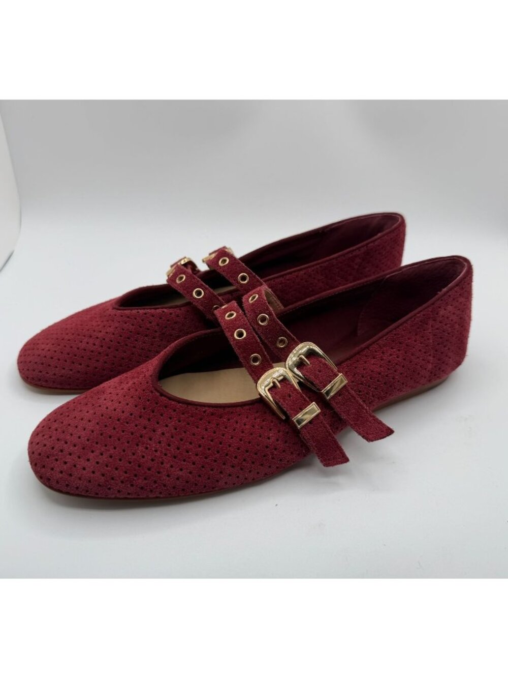 Dolce Vita Baylee Grommet Mary Jane Flat Women Size 10 Oxblood Perforated Suede